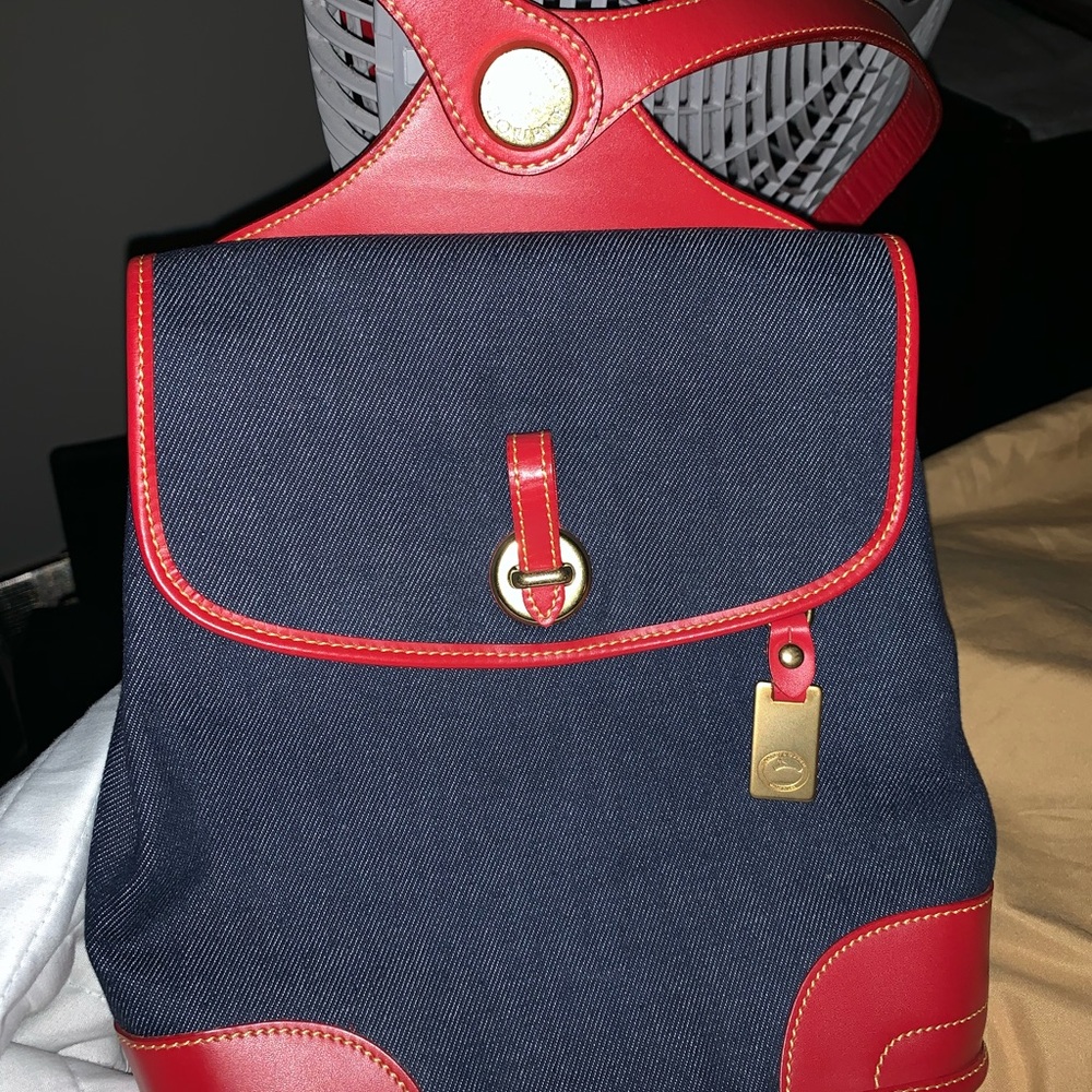 Dooney & Bourne Denim and Red Backpack